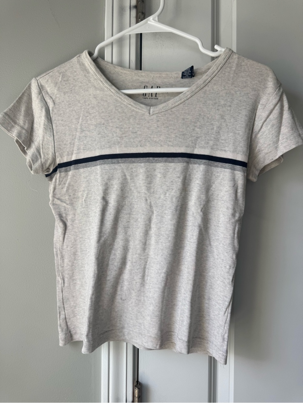 Gap Y2K babydoll short sleeve t shirt gray ribbed size small
